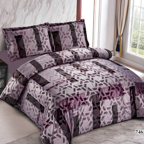Bedding set with geometric pattern in a bedroom setting