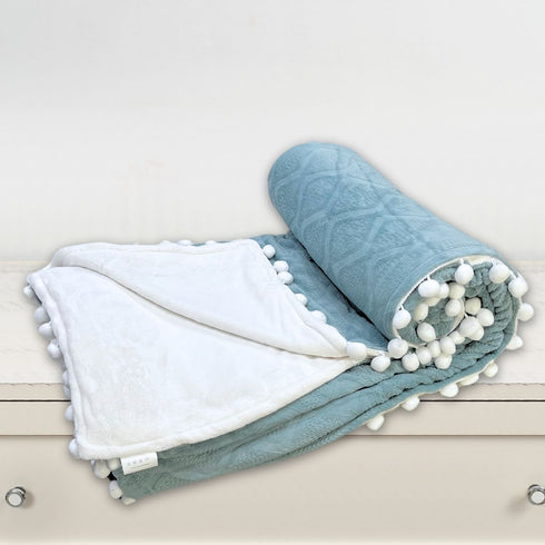Pom Pom Super Soft Flannel Single & Double bed AC Blanket for All Season