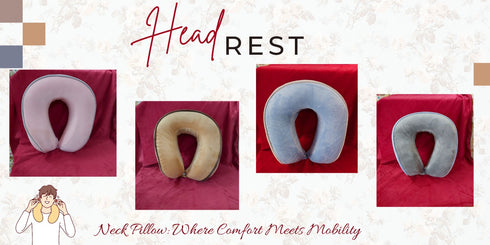 Headrest Travel Neck Pillow (Grey)