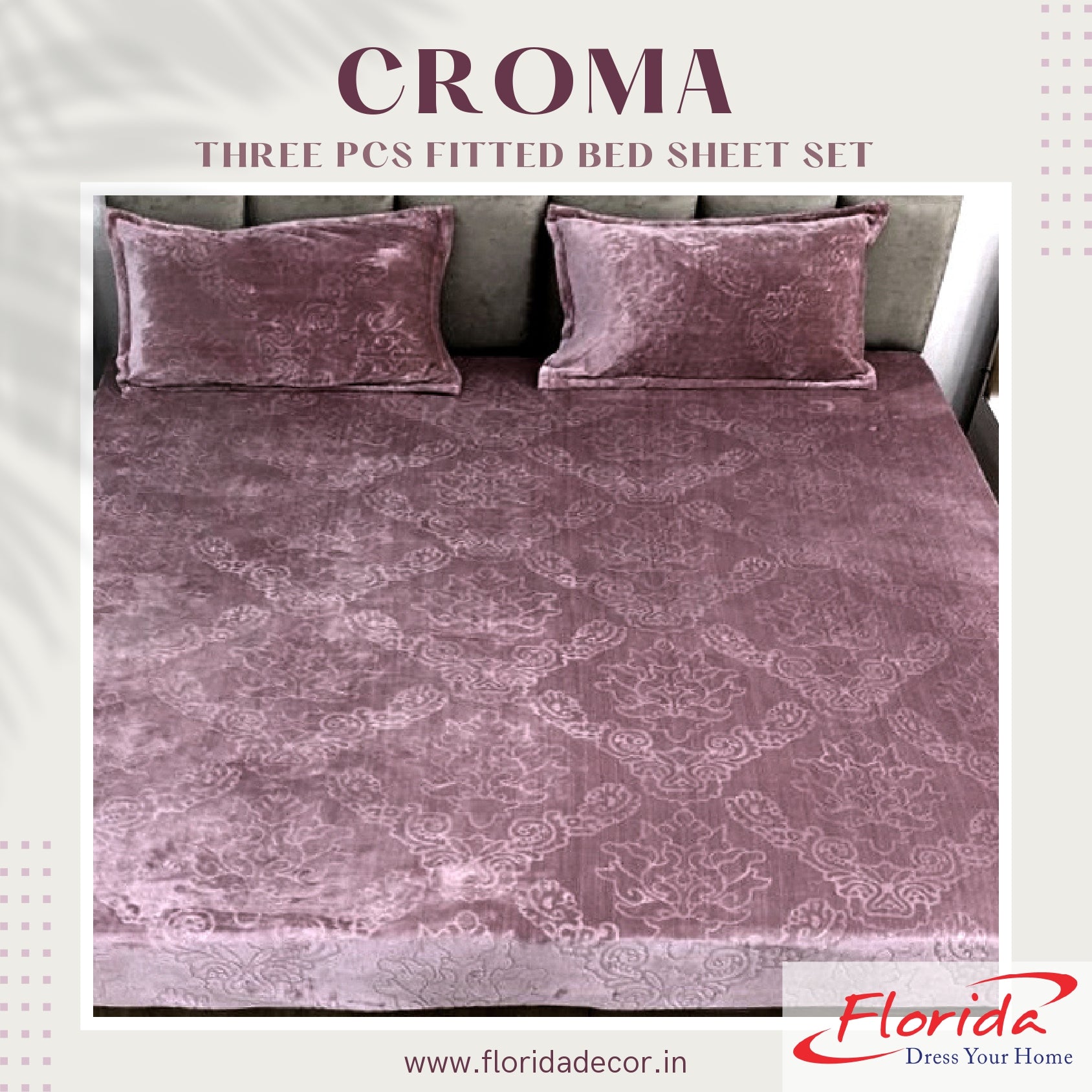 Croma King Size Embossed Fitted Bedsheet Set