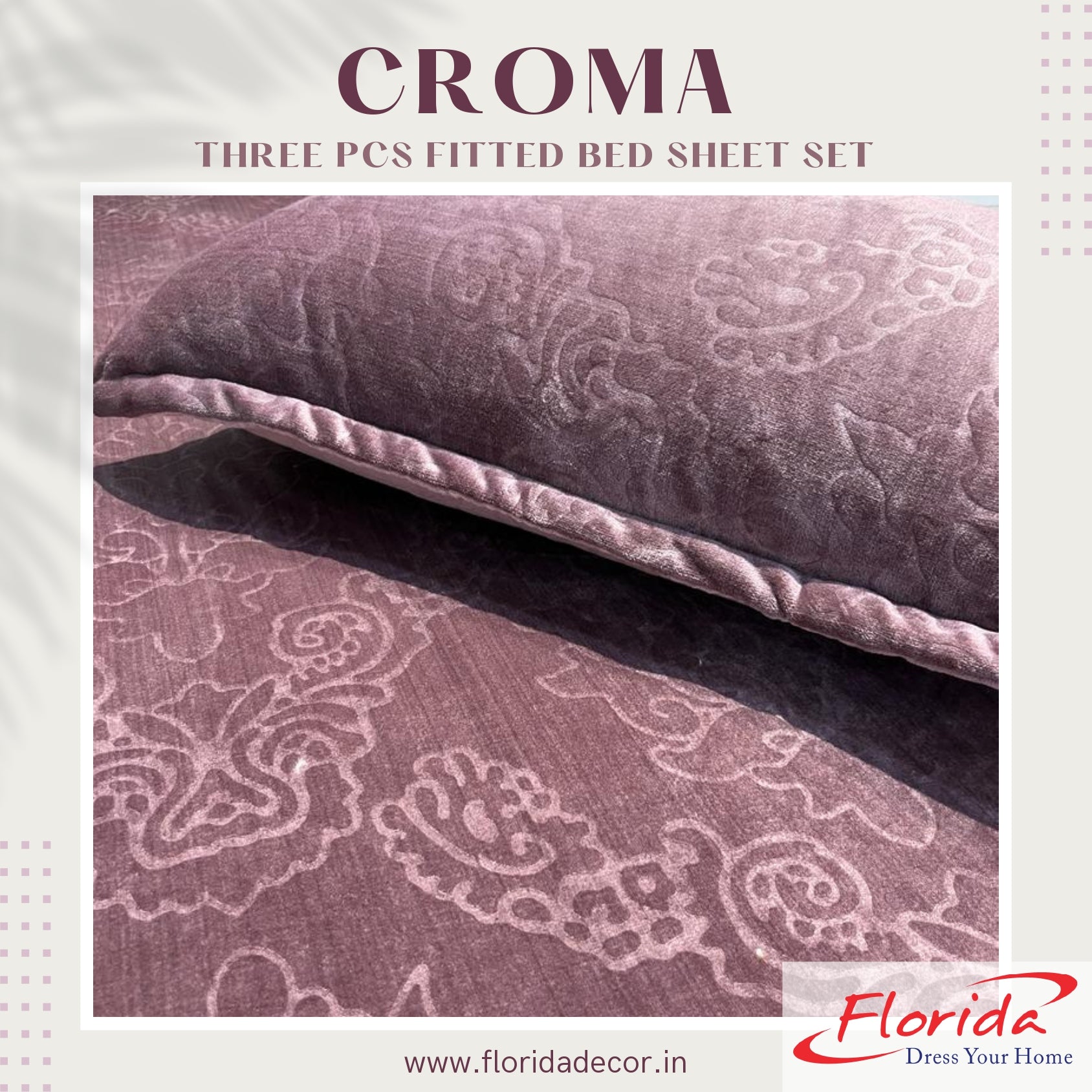 Croma King Size Embossed Fitted Bedsheet Set