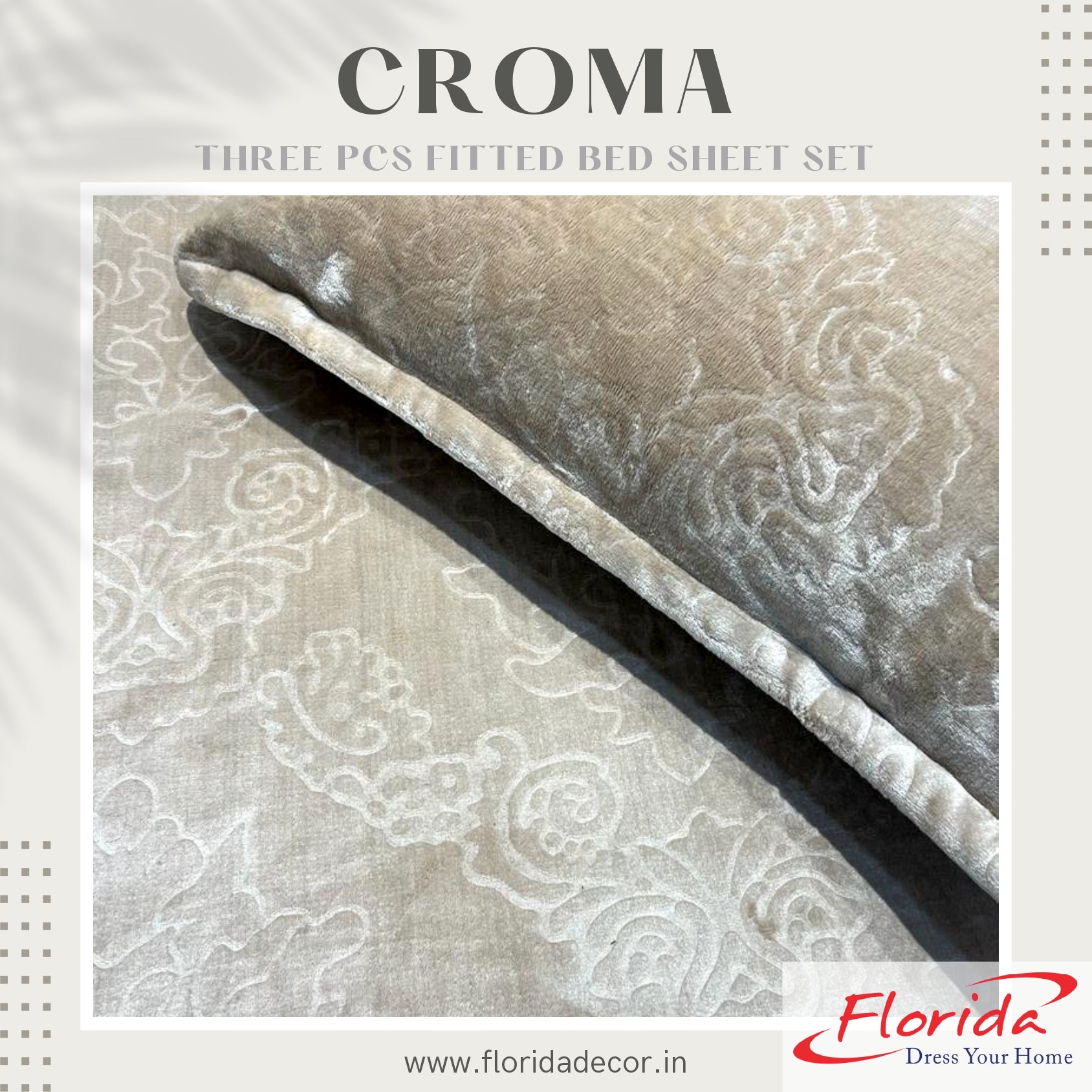 Croma King Size Embossed Fitted Bedsheet Set
