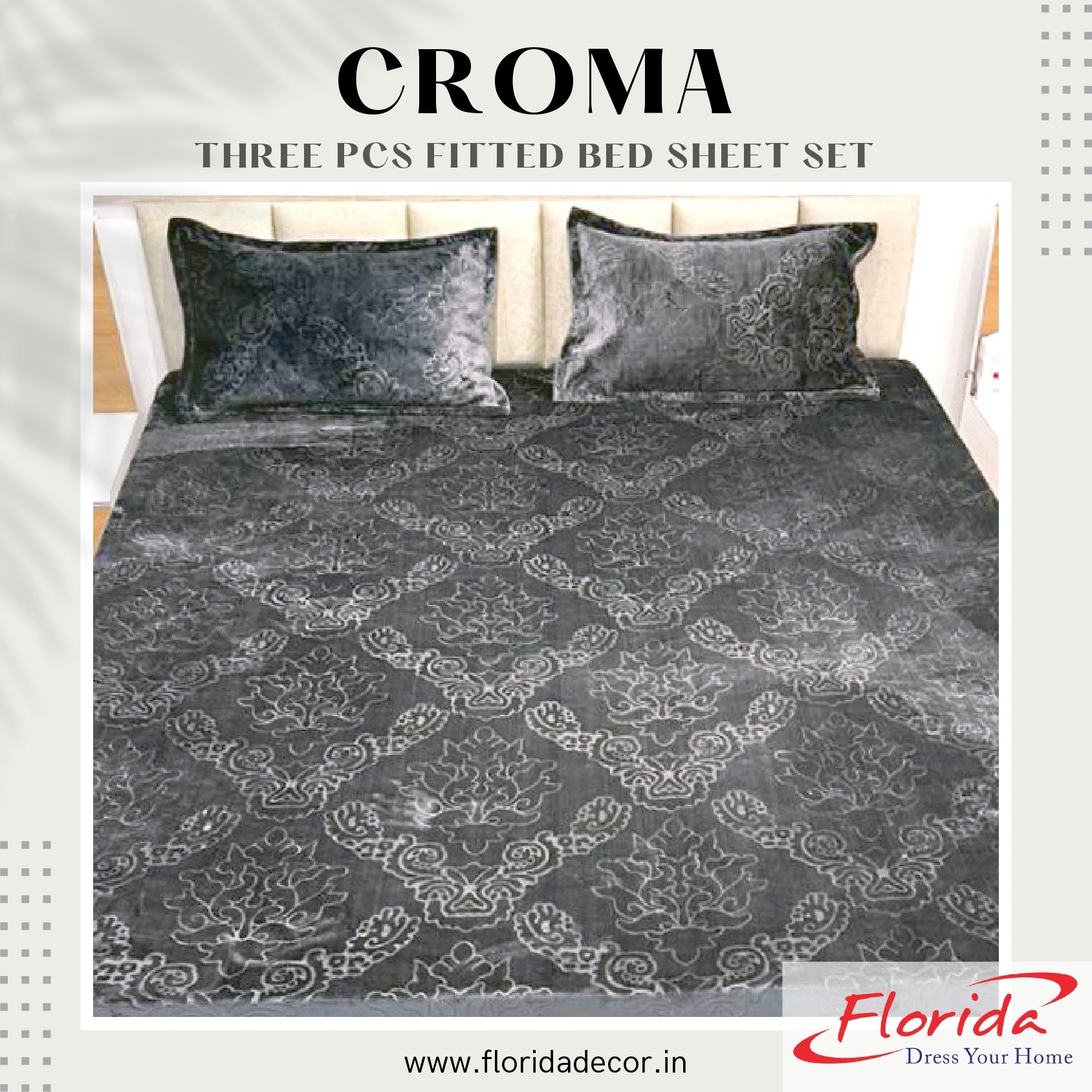 Croma King Size Embossed Fitted Bedsheet Set