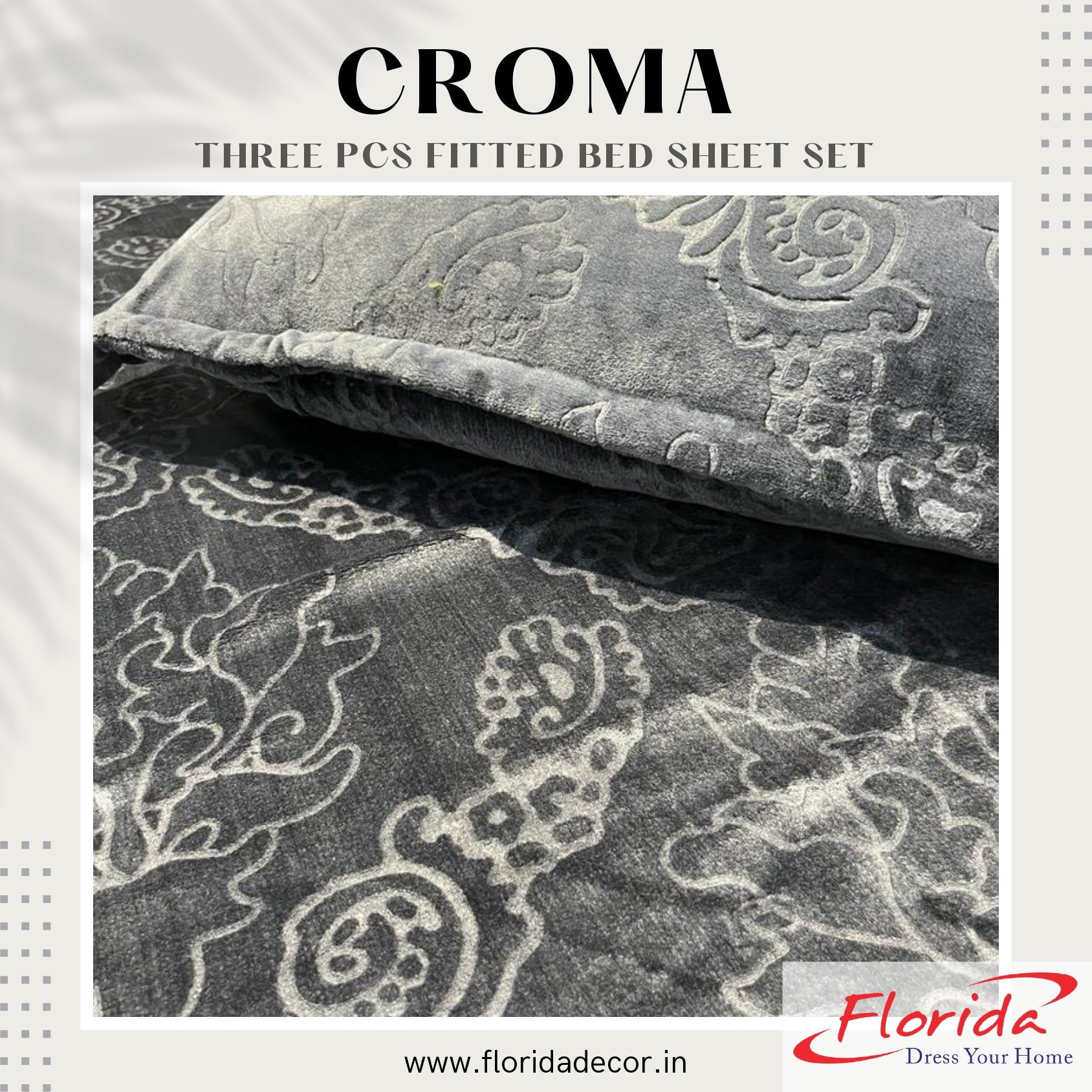 Croma King Size Embossed Fitted Bedsheet Set