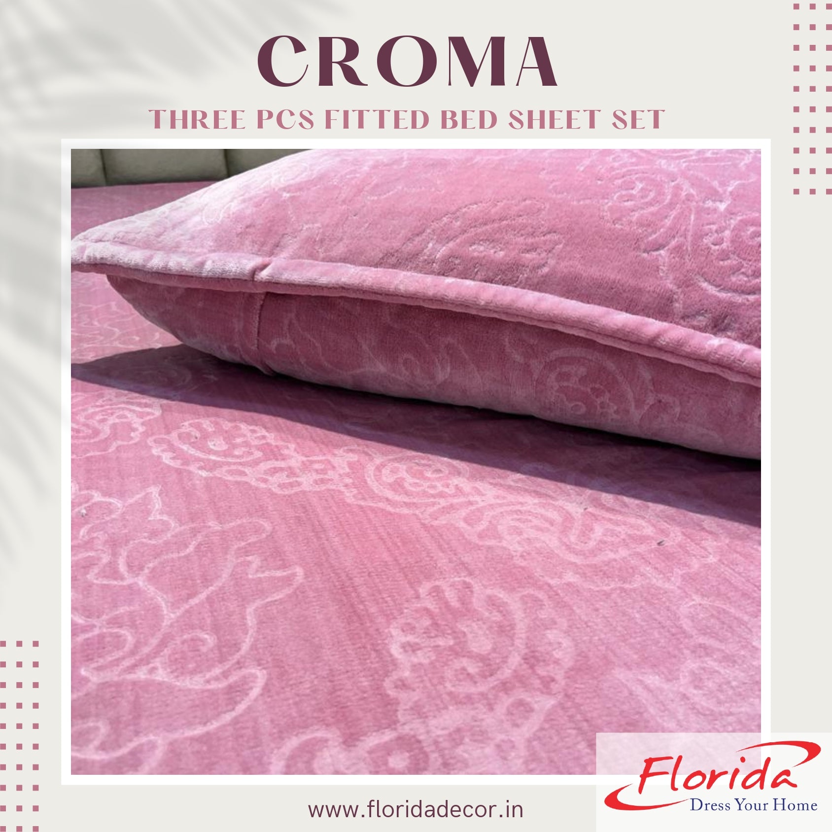 Croma King Size Embossed Fitted Bedsheet Set