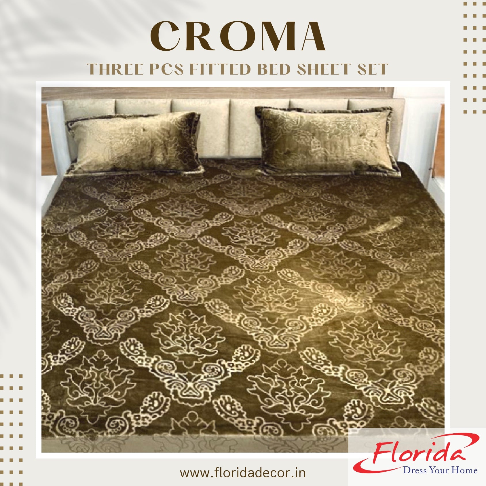 Croma King Size Embossed Fitted Bedsheet Set