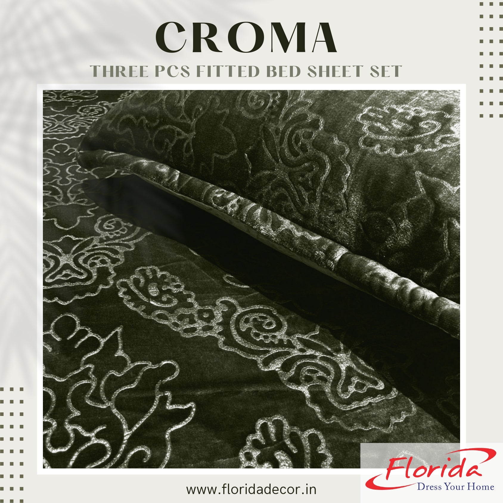 Croma King Size Embossed Fitted Bedsheet Set