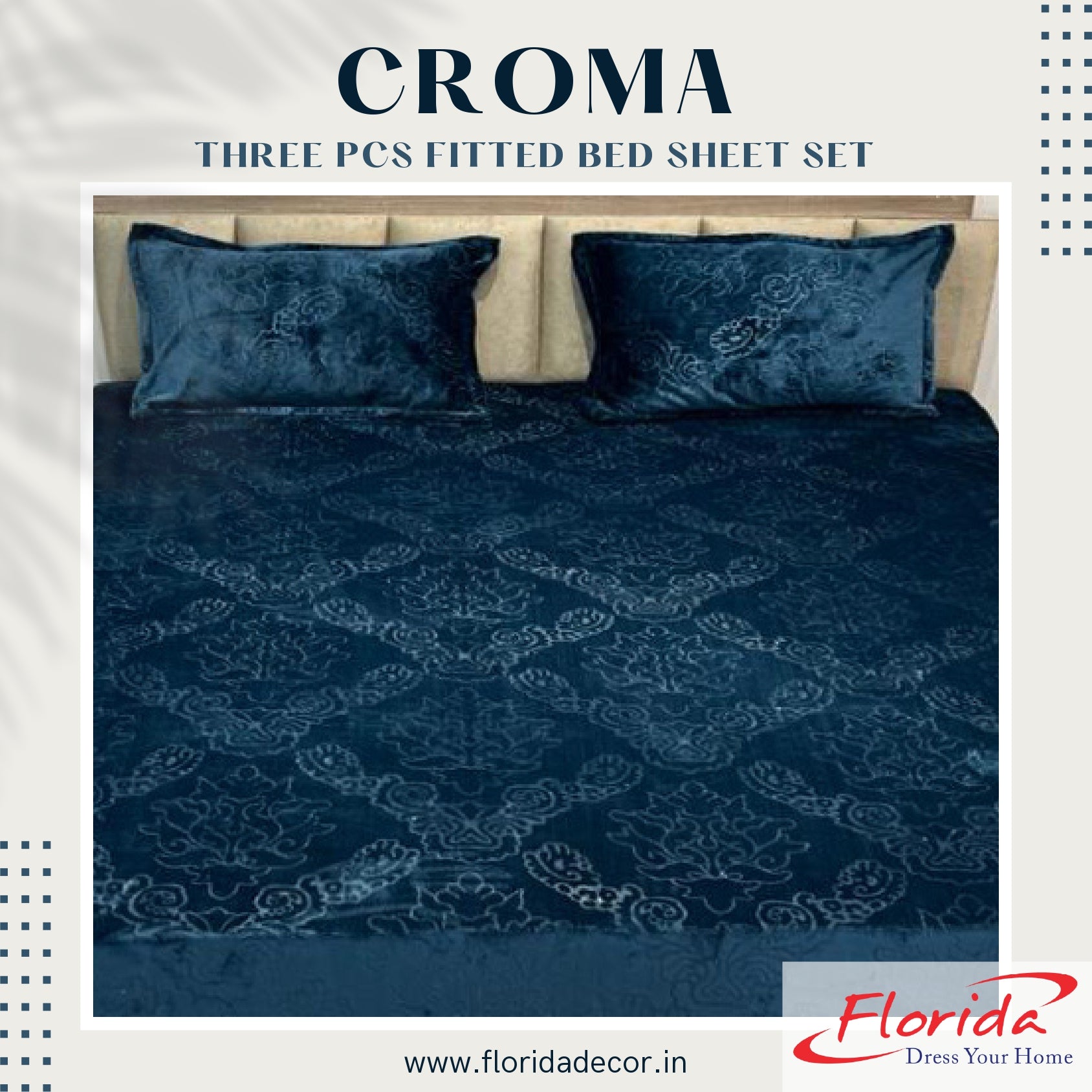 Croma King Size Embossed Fitted Bedsheet Set