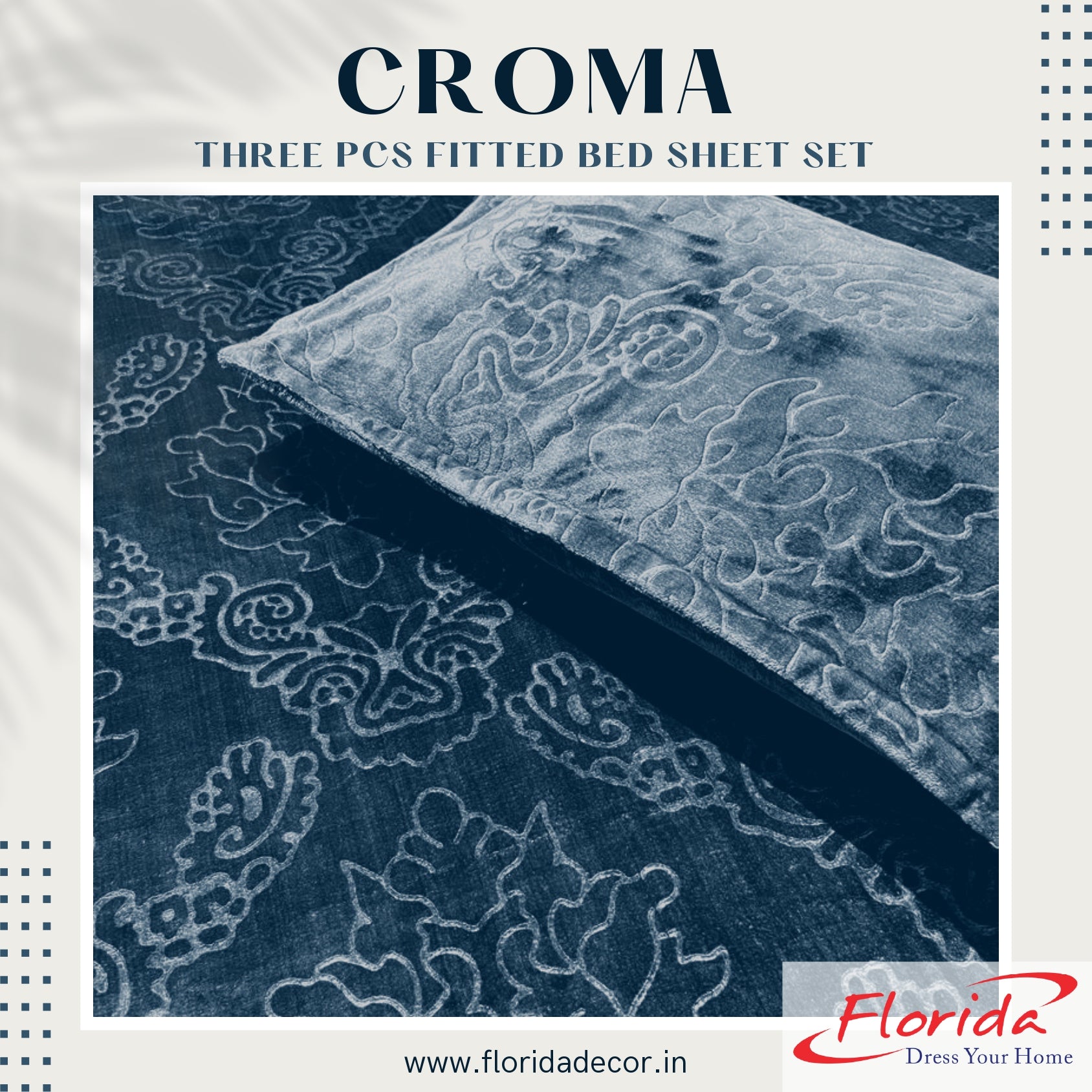 Croma King Size Embossed Fitted Bedsheet Set