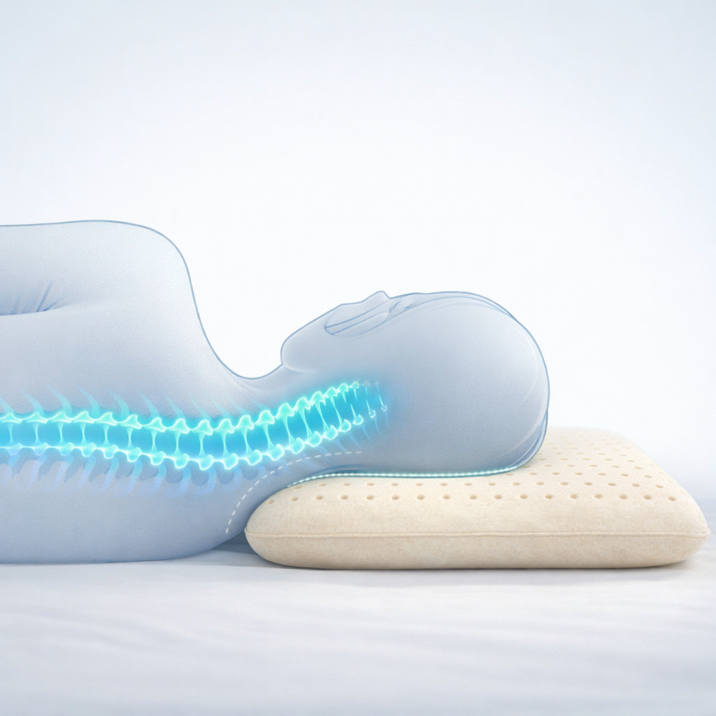 Florida Sleep Latex Ultra Slim Pillow for Natural Orthopedic Posture Support