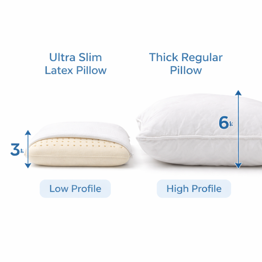 Florida Sleep Latex Ultra Slim Pillow for Natural Orthopedic Posture Support
