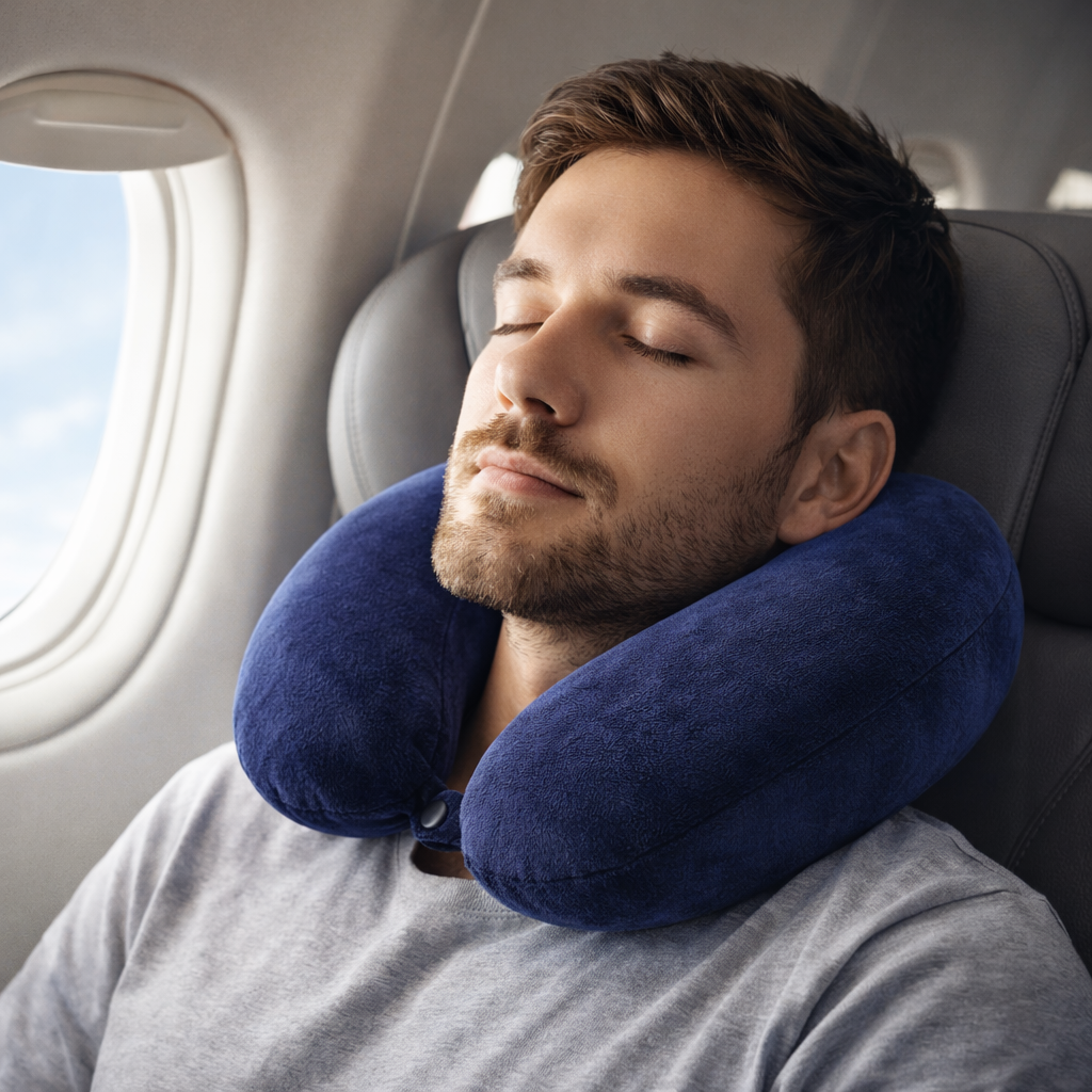 Florida Sleep Velvet Memory Foam Travel Pillow for Soft Neck Support