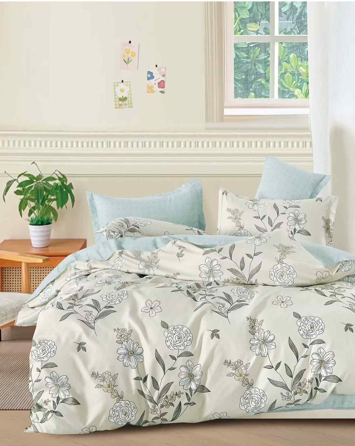 Florida Winkle Premium Quality Imported King Size Elastic Fitted Bedsheet with Coordinated Pillow Covers