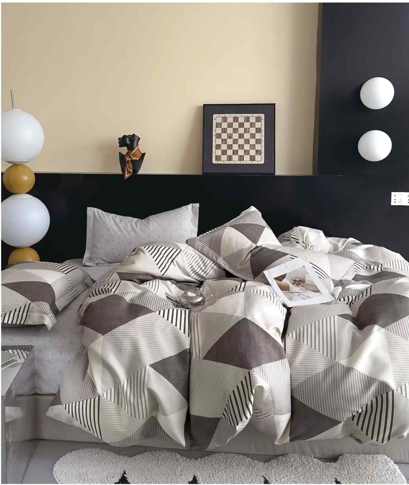 Florida Winkle Premium Quality Imported King Size Elastic Fitted Bedsheet with Coordinated Pillow Covers