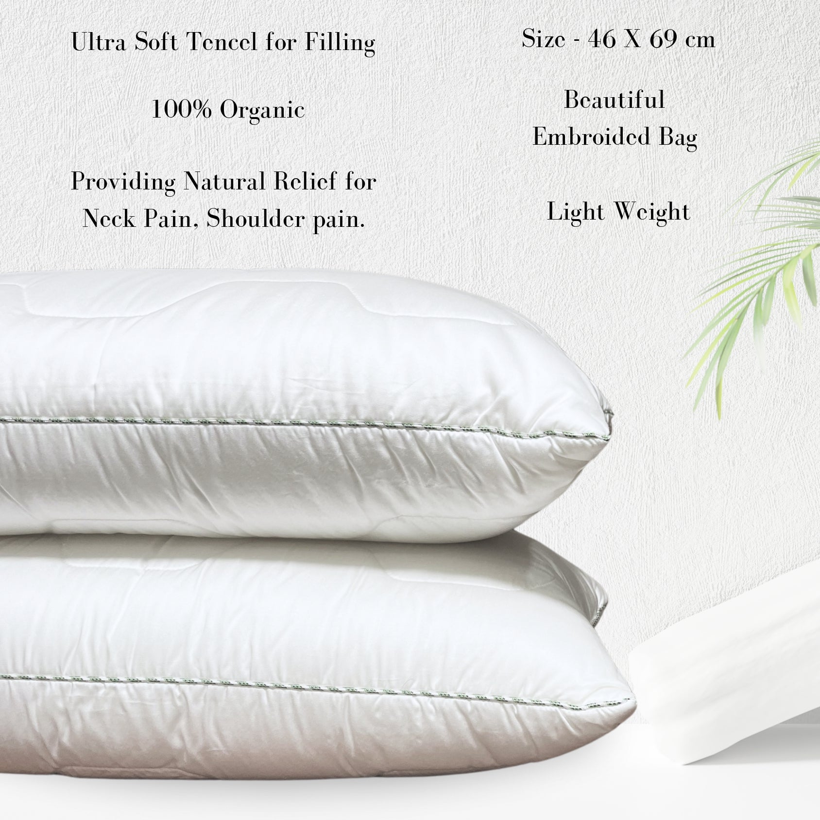 Florida Sleep Premium Tencel Natural Fabric Pillow with Quilted Storage Bag